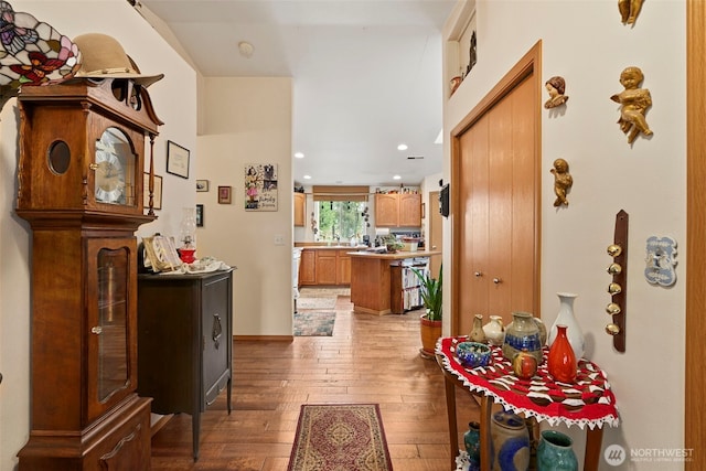 220 California St, Pe Ell, WA 98572 - hall featuring light wood-style floors and recessed lighting