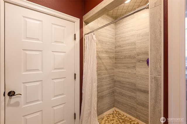 full bathroom with tiled shower