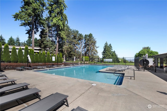 view of pool featuring a patio area