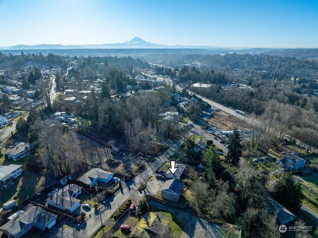 bird's eye view with a mountain view