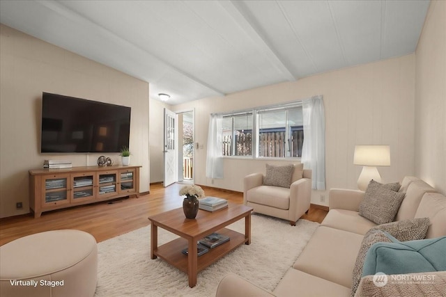 living room with light hardwood / wood-style floors