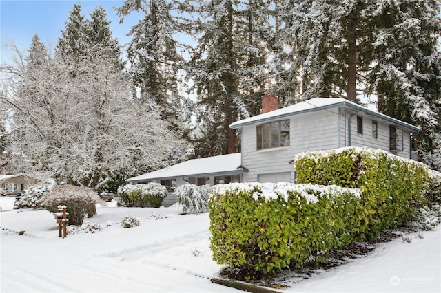 view of snow covered exterior