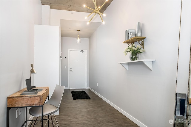 entryway with dark wood-type flooring