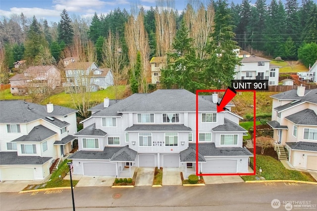 bird's eye view with a residential view