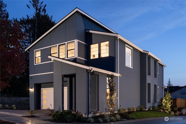 contemporary house featuring a garage