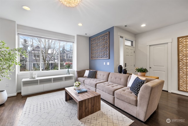 living room featuring hardwood / wood-style flooring