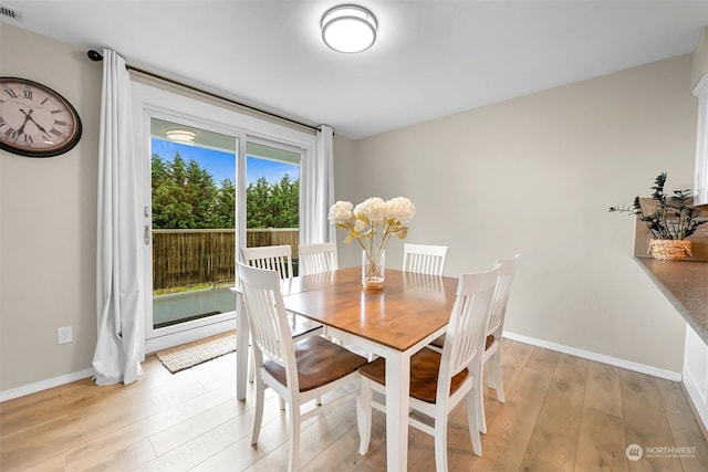 dining room with light hardwood / wood-style flooring