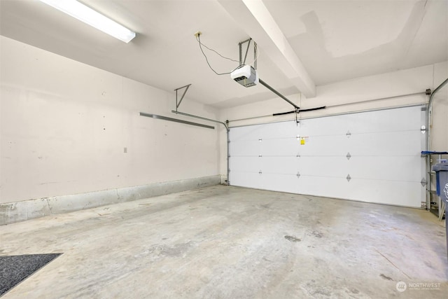 garage with a garage door opener