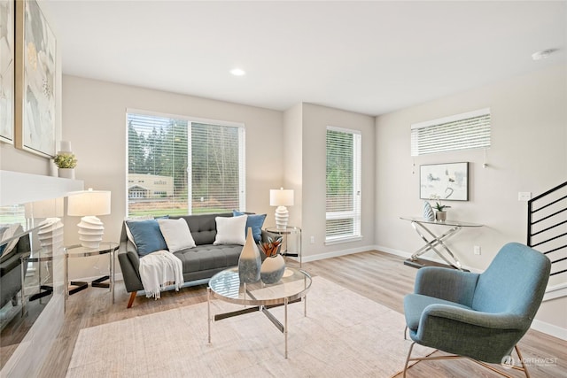 living room with light wood-type flooring