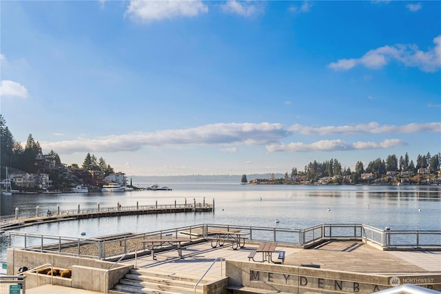 dock area featuring a water view