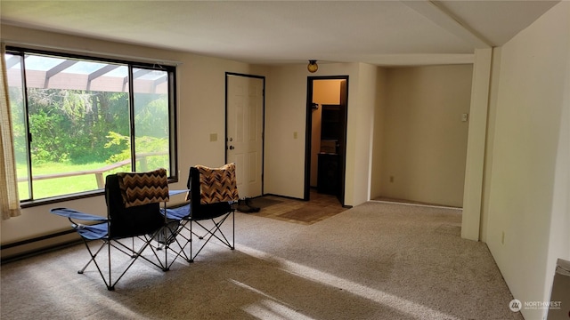 dining room featuring light colored carpet