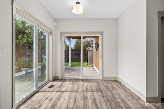 entryway with hardwood / wood-style floors