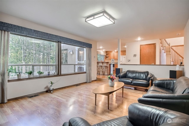 living room featuring light hardwood / wood-style floors