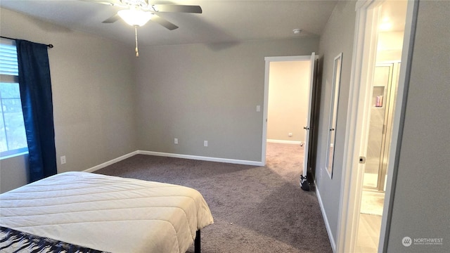 bedroom with multiple windows, baseboards, and carpet flooring