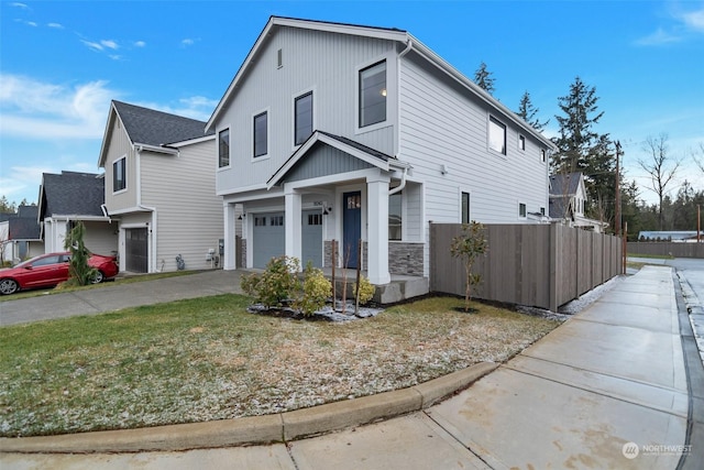 view of front of property with a garage