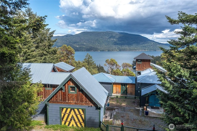 mountain view with a water view