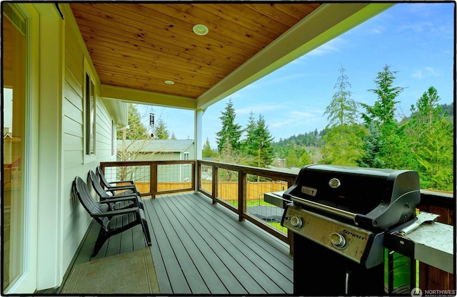 deck with a grill