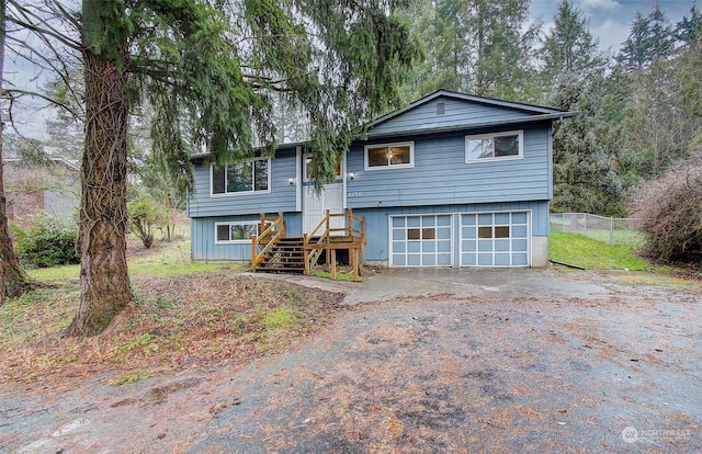 view of front of property featuring a garage