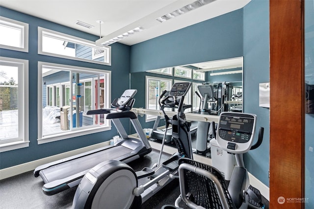 exercise room featuring plenty of natural light