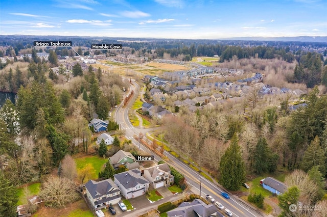 aerial view with a residential view