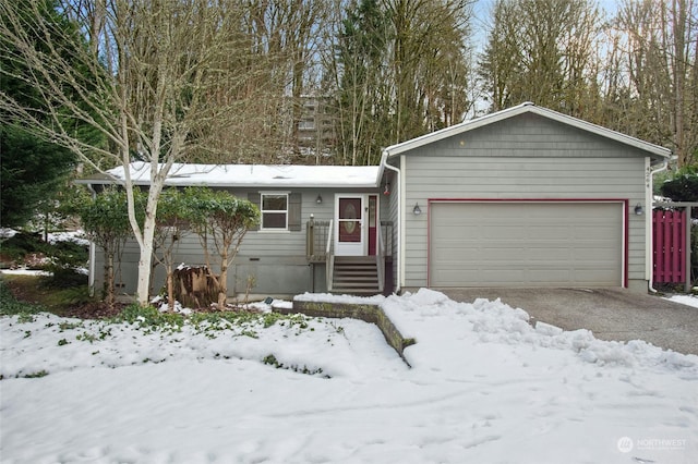 single story home with a garage