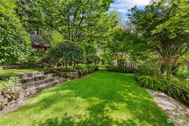 view of yard with a gazebo