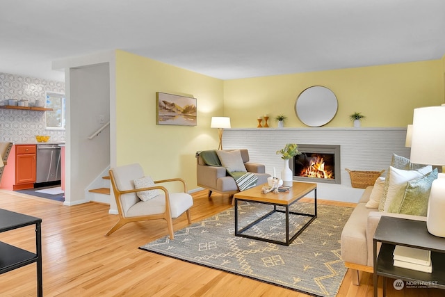 living room with light wood-type flooring