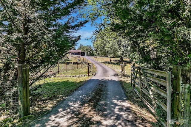 view of road with a rural view