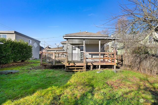 rear view of house with a lawn