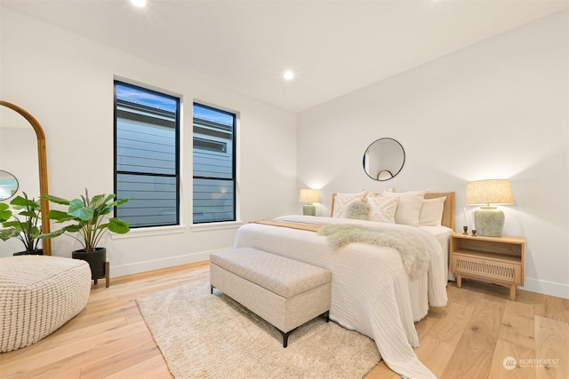 bedroom featuring light wood-type flooring