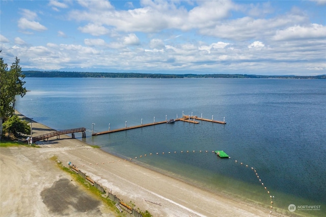 view of water feature with a boat dock