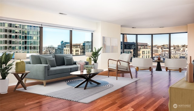 living room featuring hardwood / wood-style floors