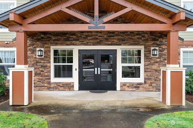 doorway to property featuring french doors