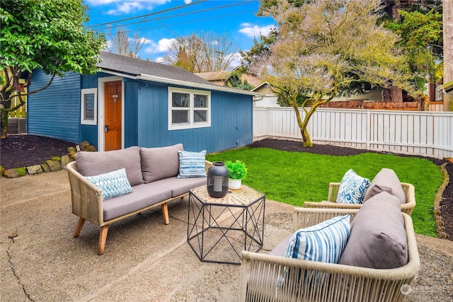 view of patio featuring an outdoor living space