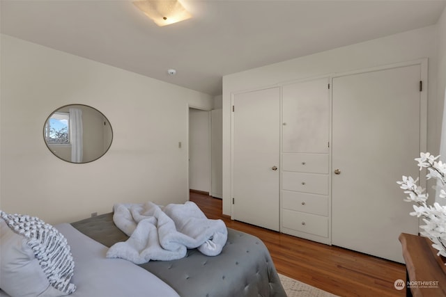 bedroom featuring dark hardwood / wood-style floors