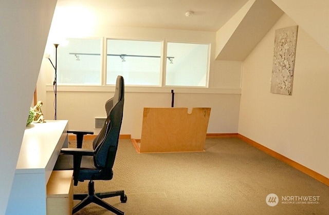 view of carpeted office space