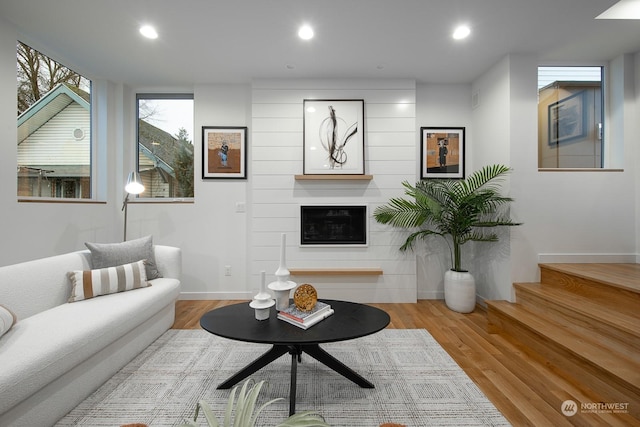 living room with hardwood / wood-style floors