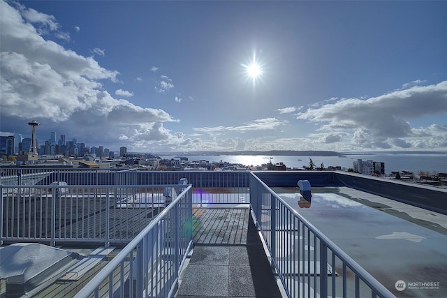 balcony with a water view