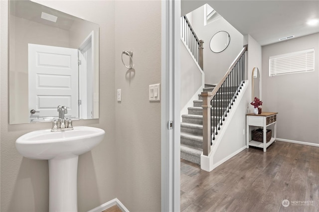 bathroom featuring wood-type flooring