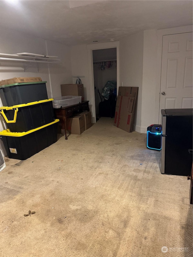 interior space with stainless steel fridge