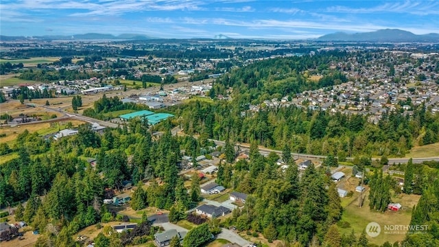 birds eye view of property featuring a mountain view