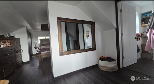 interior space with dark wood-type flooring