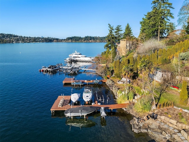 view of dock featuring a water view