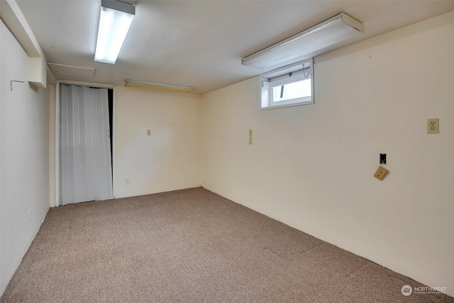 basement with carpet floors