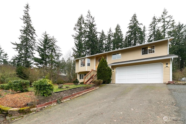 bi-level home with a garage