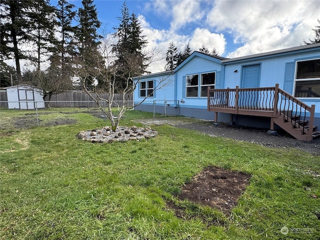 view of yard with a deck