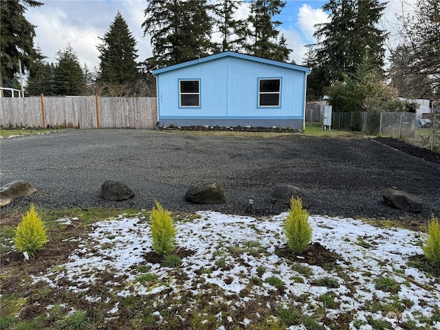 view of snowy exterior