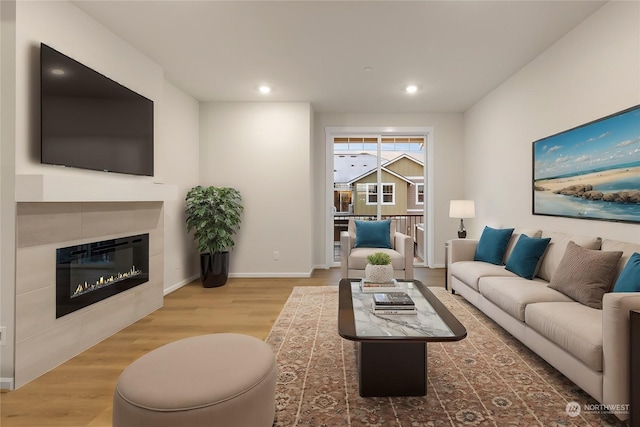 living room with hardwood / wood-style floors