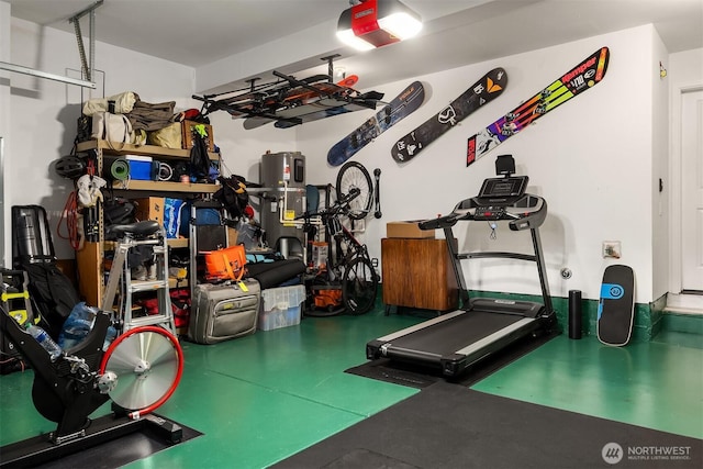 garage with a garage door opener