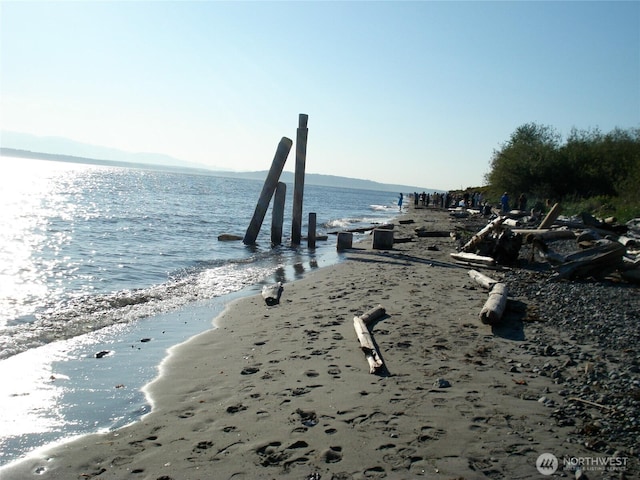 view of water feature with a view of the beach